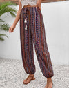 Tassel Printed High Waist Pants