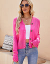 Button Up V-Neck Long Sleeve Cardigan