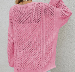Openwork Button Front Cardigan