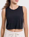 Drawstring Cutout Round Neck Active Tank