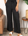 Double Take Drawstring Smocked Waist Wide Leg Pants