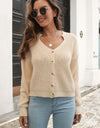 Button-Down Dropped Shoulder Ribbed Cardigan