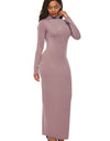 Mock Neck Long Sleeve Maxi Slim Dress