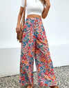 Floral Print Wide Leg Long Pants