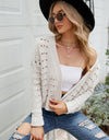 Open Front Cuffed Cropped Cardigan