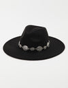 Fame Metal Trim Flat Brim Fedora Hat