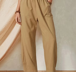 Full Size Elastic Waist Pants with Pockets