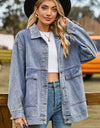 Dropped Shoulder Denim Jacket with Pockets