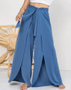 Plus Size Tied Slit Wide Leg Pants