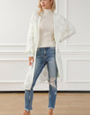 Openwork Open Front Dropped Shoulder Cardigan