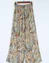 Printed Smocked Waist Wide Leg Pants