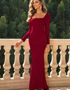 Square Neck Long Sleeve Dress