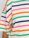 Striped Round Neck Half Sleeve Knit Top