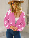 Floral Open Front Fuzzy Cardigan