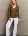 Zenana Kiss Me Tonight Full Size Button Down Cardigan in Olive