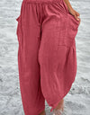 Full Size Pocketed Drawstring Wide Leg Pants