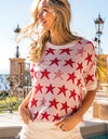 BiBi Star Pattern Round Neck Short Sleeve Knit Top