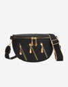 PU Leather Multi Zipper Shoulder Bag