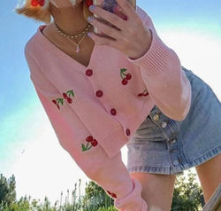 Cherry Button Down Cardigan