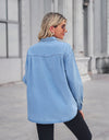 Collared Neck Dropped Shoulder Denim Top