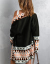 Geometric Open Front Long Sleeve Cardigan