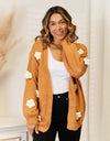 Flower Dropped Shoulder Open Front Cardigan