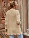 Ribbed Open Front Long Sleeve Cardigan