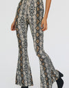 Snakeskin Print Flare Pants