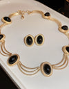 Alloy Oval Gemstone Necklace