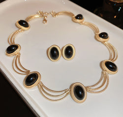 Alloy Oval Gemstone Necklace