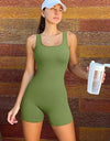 Square Neck Wide Strap Active Romper