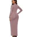 Mock Neck Long Sleeve Maxi Slim Dress