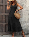 Smocked Scoop Neck Sleeveless Tank Dress