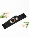 PU Elastic Wide Belt with Alloy Buckle