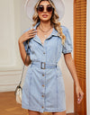 Snap Down Short Sleeve Denim Dress