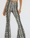 Snakeskin Print Flare Pants