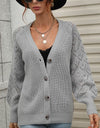 Rib-Knit Plunge Raglan Sleeve Cardigan