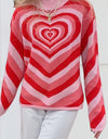 Heart Mock Neck Long Sleeve Sweater