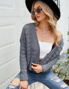 Open Front Cuffed Cropped Cardigan