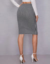 Houndstooth Slit Knee-Length Skirt