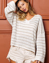 BiBi Stripe V-Neck Knit Top