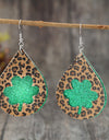 Leopard Hollowed Leather Teardrop Earrings