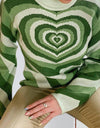 Heart Mock Neck Long Sleeve Sweater