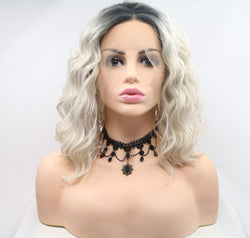 13*3" Lace Front Wigs Synthetic Mid-length Wavy 12" 130% Density