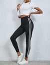 High Waist Striped Cropped Leggings