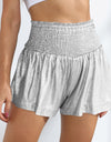 Glitter Smocked High-Waist Shorts