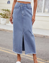 Slit Asymmetrical Waist Denim Skirt