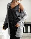 Ribbed Longline Open Front Cardigan