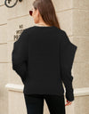 Woven Right Puff Sleeve V-Neck Fuzzy Cardigan