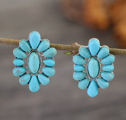 Flower Shape Artificial Turquoise Earrings